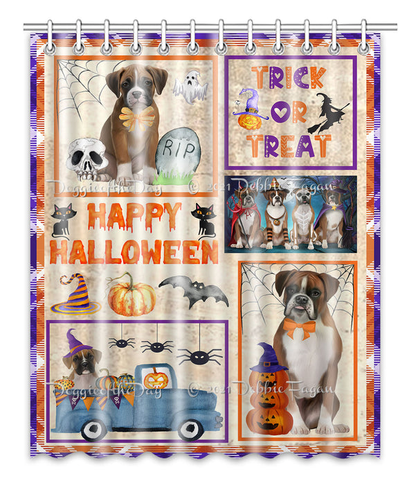 Happy Halloween Trick or Treat Boxer Dogs Shower Curtain Bathroom Accessories Decor Bath Tub Screens