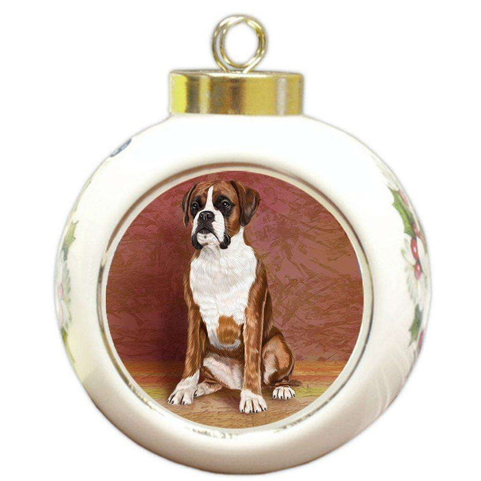 Boxers Adult Dog Round Ball Christmas Ornament