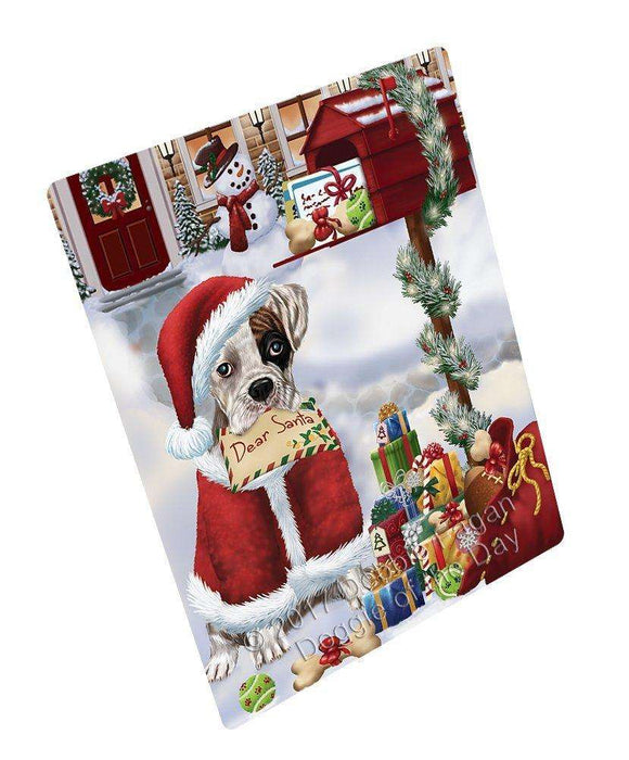 Boxers Dear Santa Letter Christmas Holiday Mailbox Dog Art Portrait Print Woven Throw Sherpa Plush Fleece Blanket