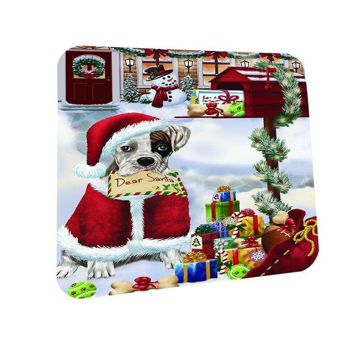 Boxers Dear Santa Letter Christmas Holiday Mailbox Dog Coasters Set of 4