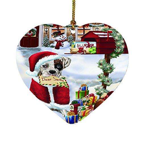 Boxers Dear Santa Letter Christmas Holiday Mailbox Dog Heart Ornament D095