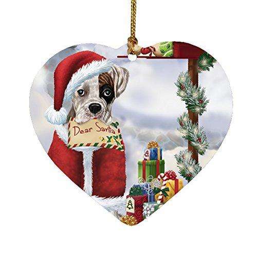 Boxers Dear Santa Letter Christmas Holiday Mailbox Dog Heart Ornament