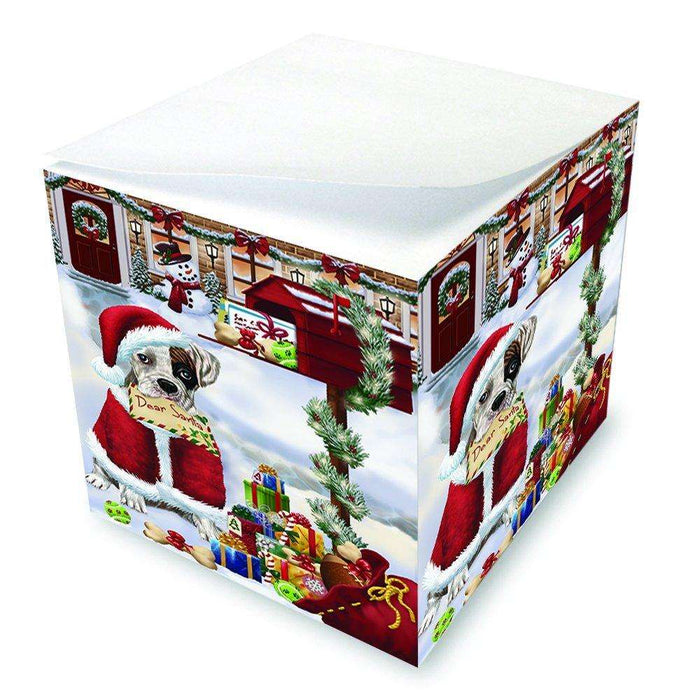 Boxers Dear Santa Letter Christmas Holiday Mailbox Dog Note Cube D091