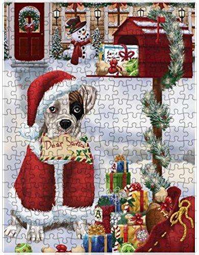 Boxers Dear Santa Letter Christmas Holiday Mailbox Dog Puzzle with Photo Tin