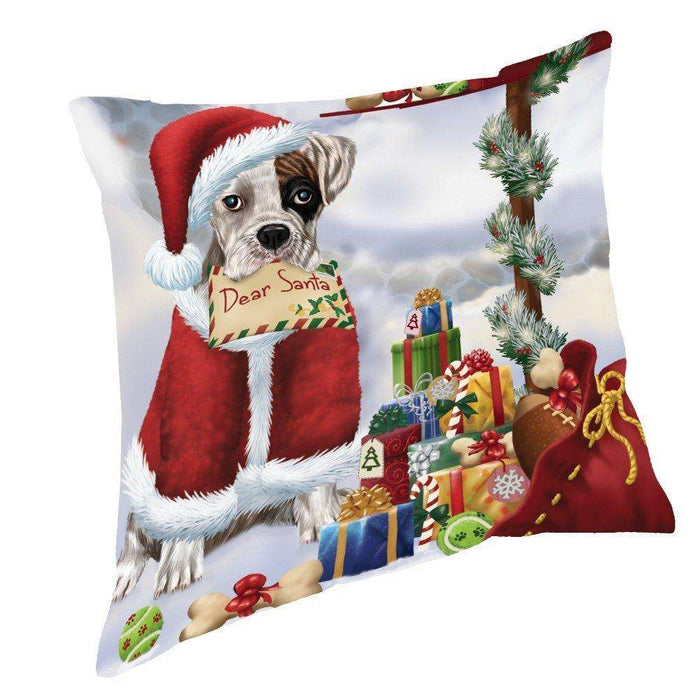 Boxers Dear Santa Letter Christmas Holiday Mailbox Dog Throw Pillow