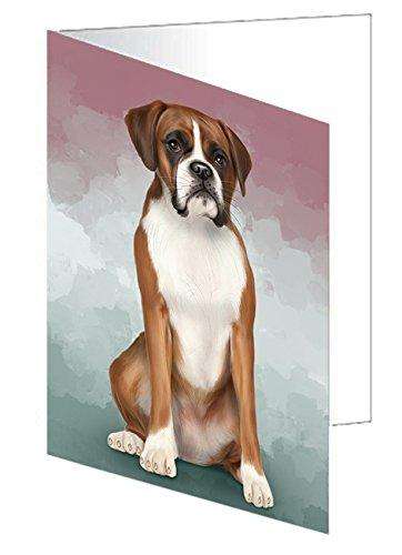 Boxers Dog Handmade Artwork Assorted Pets Greeting Cards and Note Cards with Envelopes for All Occasions and Holiday Seasons D091