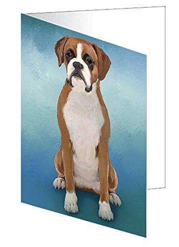 Boxers Dog Handmade Artwork Assorted Pets Greeting Cards and Note Cards with Envelopes for All Occasions and Holiday Seasons D096