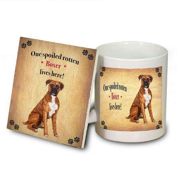 Boxers Spoiled Rotten Dog Coaster and Mug Combo Gift Set