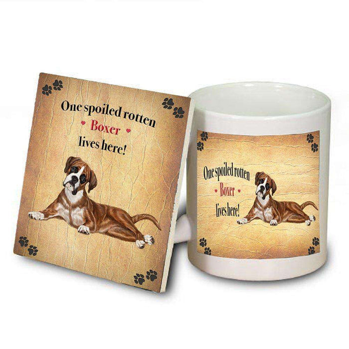 Boxers Spoiled Rotten Dog Coaster and Mug Combo Gift Set
