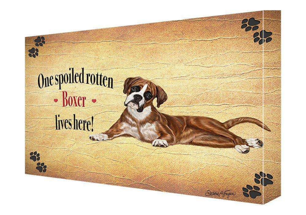 Boxers Spoiled Rotten Dog Painting Printed on Canvas Wall Art Signed