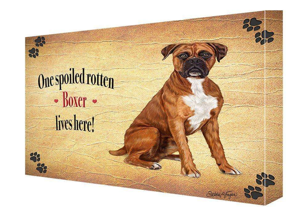 Boxers Spoiled Rotten Dog Painting Printed on Canvas Wall Art Signed