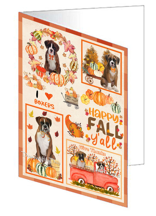 Happy Fall Y'all Pumpkin Boxer Dogs Handmade Artwork Assorted Pets Greeting Cards and Note Cards with Envelopes for All Occasions and Holiday Seasons GCD76949