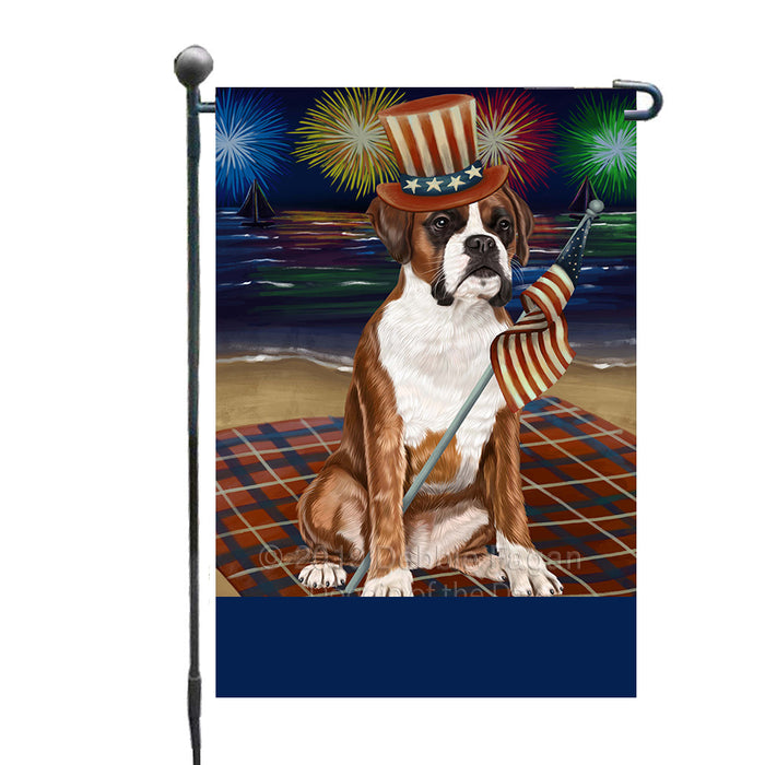 Personalized 4th of July Firework Boxer Dog Custom Garden Flags GFLG-DOTD-A57817