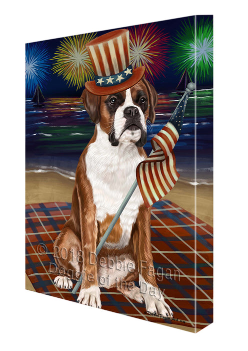 4th of July Independence Day Firework Boxer Dog Canvas Wall Art CVS53688