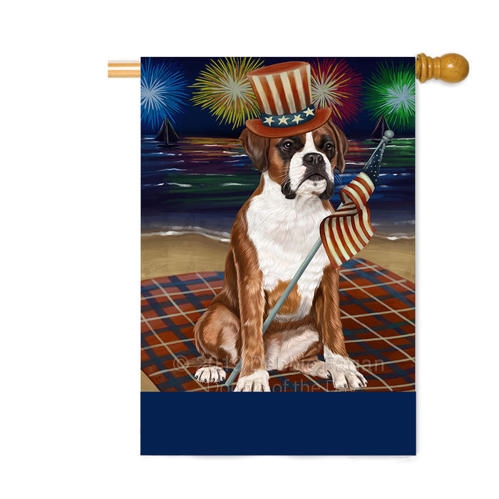 Personalized 4th of July Firework Boxer Dog Custom House Flag FLG-DOTD-A57873