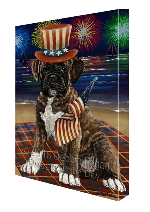 4th of July Independence Day Firework Boxer Dog Canvas Wall Art CVS53715