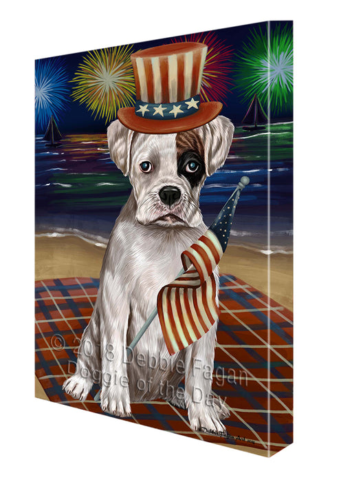 4th of July Independence Day Firework Boxer Dog Canvas Wall Art CVS53697