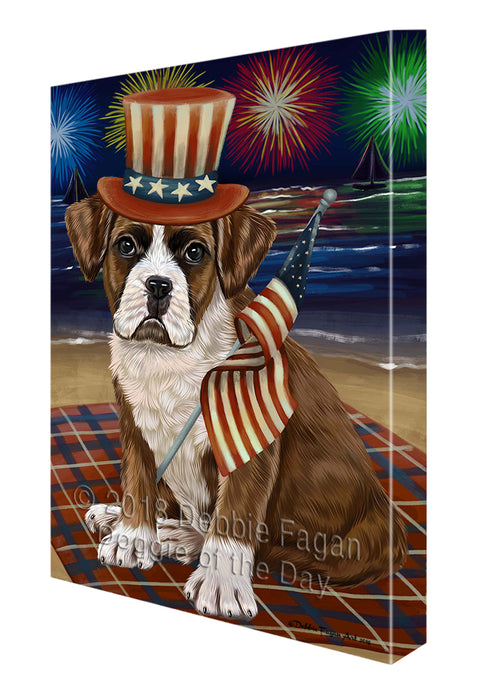 4th of July Independence Day Firework Boxer Dog Canvas Wall Art CVS53706