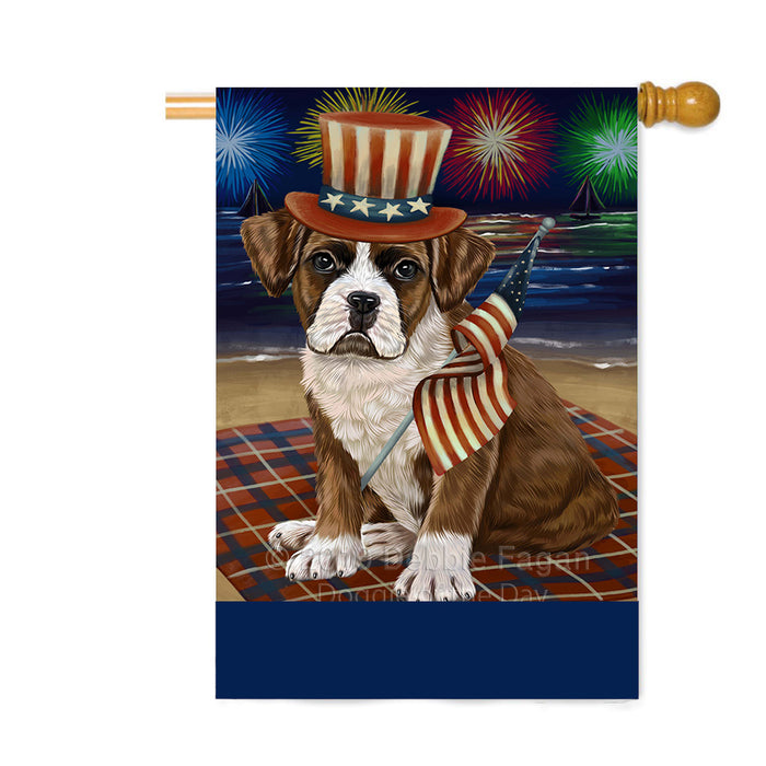 Personalized 4th of July Firework Boxer Dog Custom House Flag FLG-DOTD-A57875