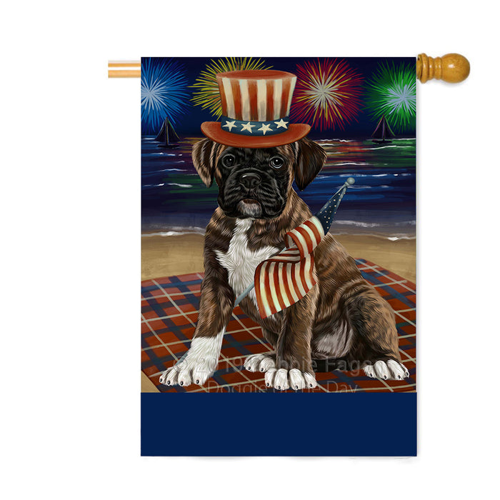 Personalized 4th of July Firework Boxer Dog Custom House Flag FLG-DOTD-A57876