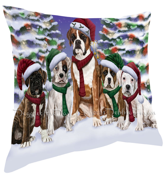 Christmas Family Portrait Boxer Dog Pillow with Top Quality High-Resolution Images - Ultra Soft Pet Pillows for Sleeping - Reversible & Comfort - Ideal Gift for Dog Lover - Cushion for Sofa Couch Bed - 100% Polyester