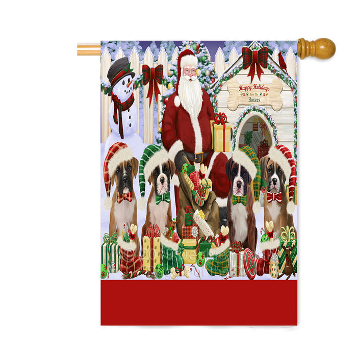 Personalized Happy Holidays Christmas Boxer Dogs House Gathering Custom House Flag FLG-DOTD-A58564