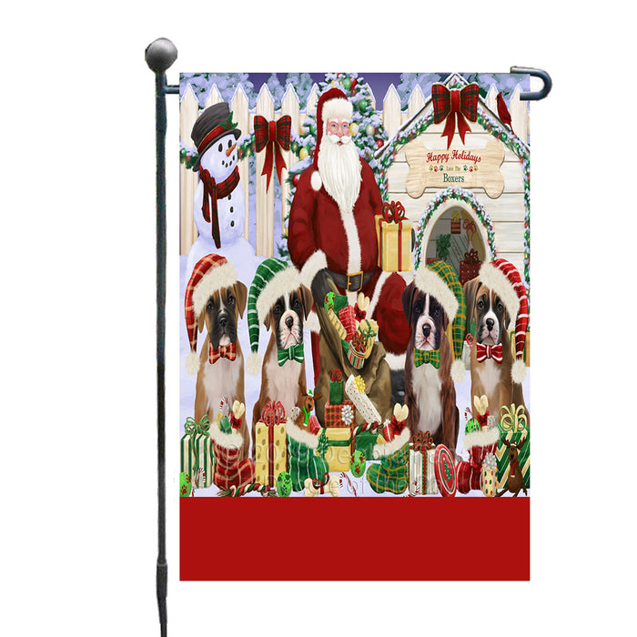 Personalized Happy Holidays Christmas Boxer Dogs House Gathering Custom Garden Flags GFLG-DOTD-A58508