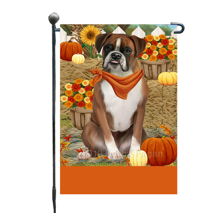 Personalized Fall Autumn Greeting Boxer Dog with Pumpkins Custom Garden Flags GFLG-DOTD-A61837