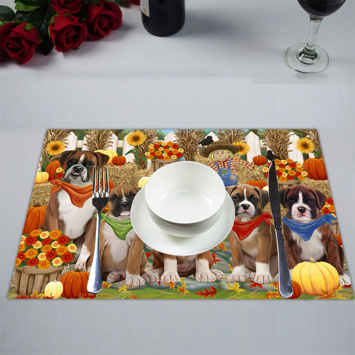 Fall Festive Harvest Time Gathering Boxer Dogs Placemat