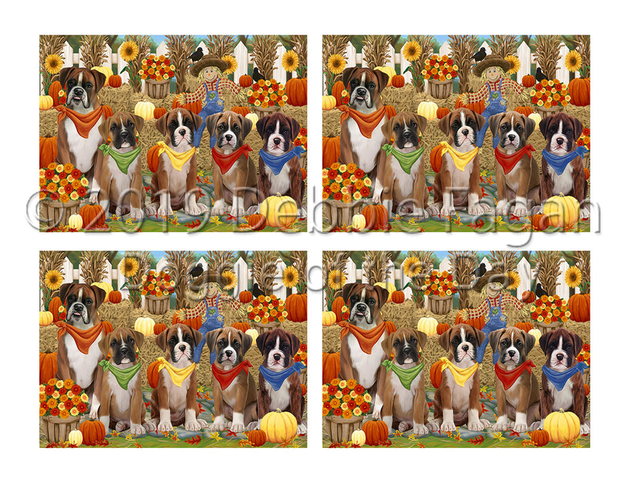 Fall Festive Harvest Time Gathering Boxer Dogs Placemat