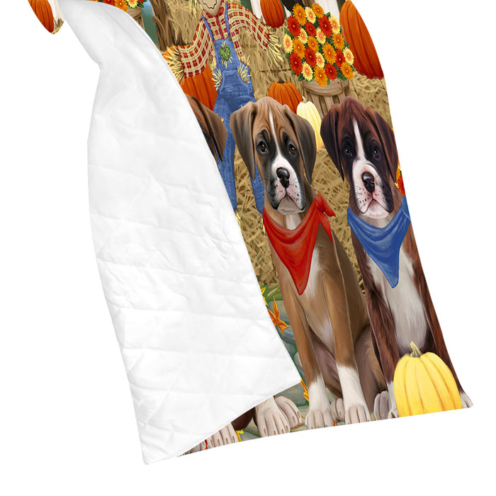 Fall Festive Harvest Time Gathering Boxer Dogs Quilt