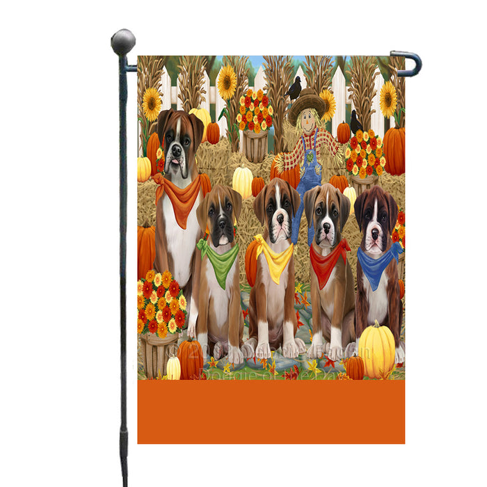 Personalized Fall Festive Gathering Boxer Dogs with Pumpkins Custom Garden Flags GFLG-DOTD-A61838