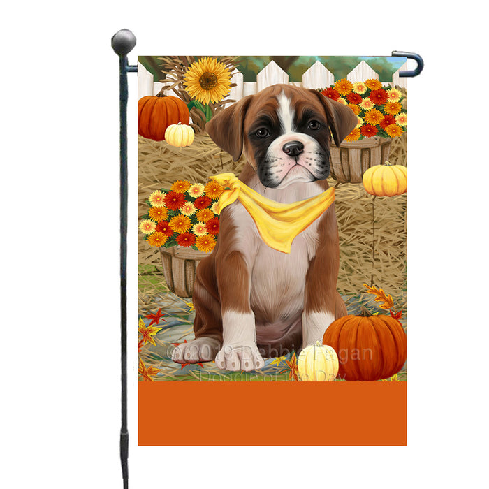 Personalized Fall Autumn Greeting Boxer Dog with Pumpkins Custom Garden Flags GFLG-DOTD-A61839