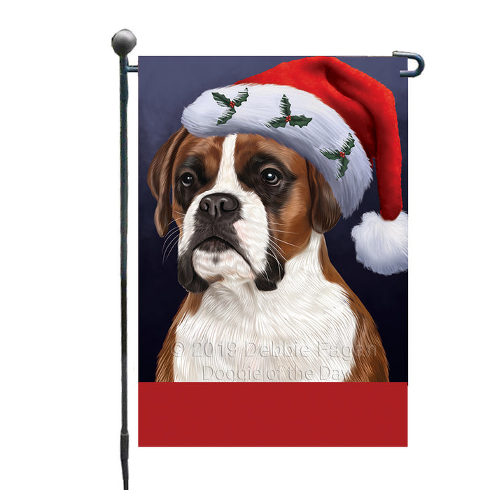 Personalized Christmas Holidays Boxer Dog Wearing Santa Hat Portrait Head Custom Garden Flags GFLG-DOTD-A59811