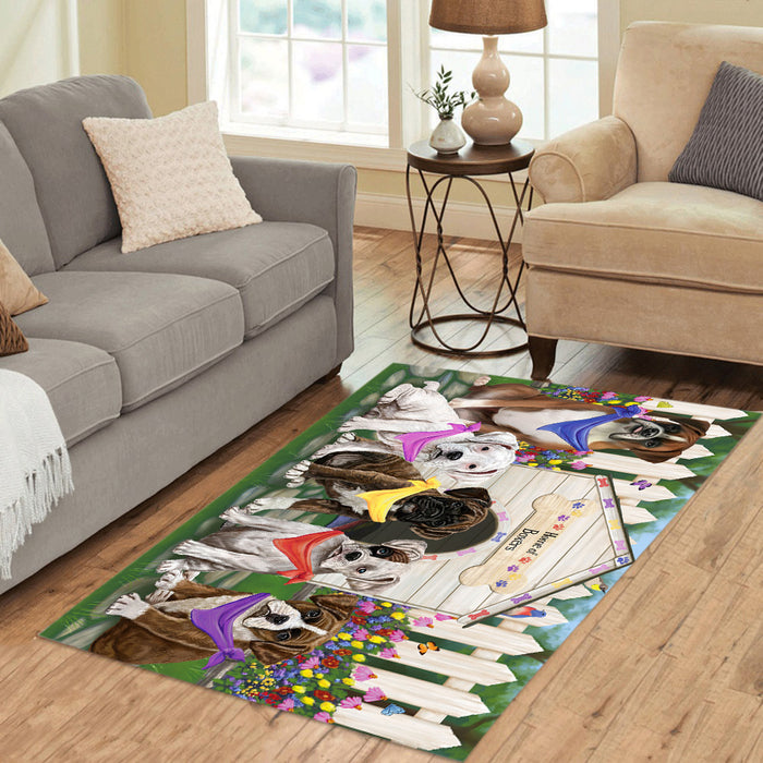 Spring Dog House Boxer Dogs Area Rug