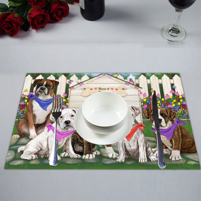 Spring Dog House Boxer Dogs Placemat