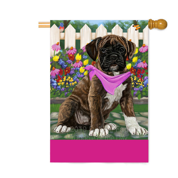 Personalized Spring Floral Boxer Dog Custom House Flag FLG-DOTD-A62838