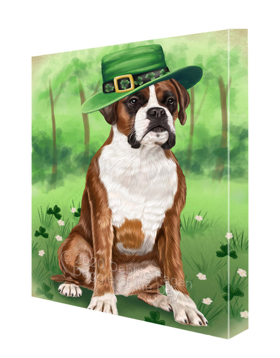 St. Patrick's Day Boxer Dog Canvas Wall Art - Premium Quality Ready to Hang Room Decor Wall Art Canvas - Unique Animal Printed Digital Painting for Decoration CVS717