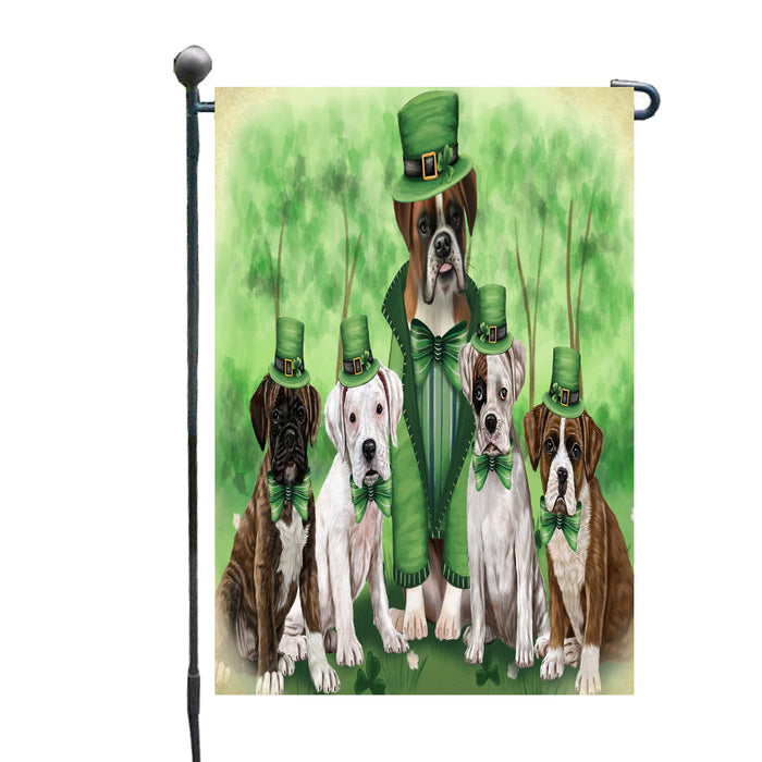 St. Patrick's Day Family Boxer Dogs Garden Flags Outdoor Decor for Homes and Gardens Double Sided Garden Yard Spring Decorative Vertical Home Flags Garden Porch Lawn Flag for Decorations