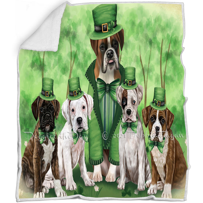 St. Patricks Day Irish Portrait Boxer Dogs Blanket BLNKT142328