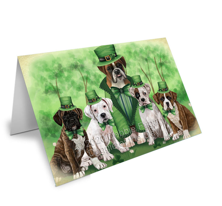 St. Patrick's Day Family Boxer Dogs Handmade Artwork Assorted Pets Greeting Cards and Note Cards with Envelopes for All Occasions and Holiday Seasons