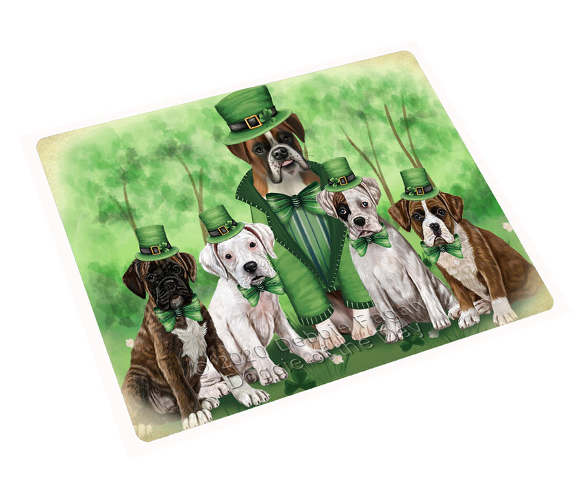 St. Patrick's Day Family Boxer Dogs Cutting Board - For Kitchen - Scratch & Stain Resistant - Designed To Stay In Place - Easy To Clean By Hand - Perfect for Chopping Meats, Vegetables
