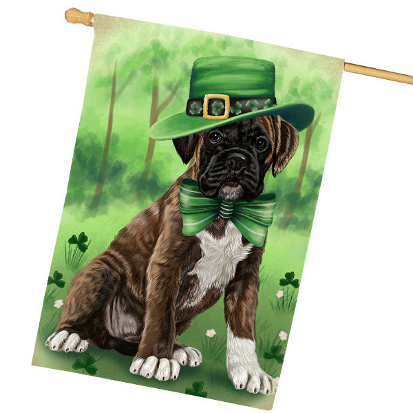 St. Patrick's Day Boxer Dog House Flag Outdoor Decorative Double Sided Pet Portrait Weather Resistant Premium Quality Animal Printed Home Decorative Flags 100% Polyester FLG69716