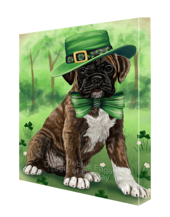 St. Patrick's Day Boxer Dog Canvas Wall Art - Premium Quality Ready to Hang Room Decor Wall Art Canvas - Unique Animal Printed Digital Painting for Decoration CVS718