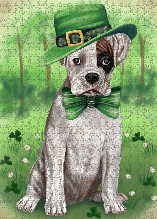St. Patrick's Day Boxer Dog Portrait Jigsaw Puzzle for Adults Animal Interlocking Puzzle Game Unique Gift for Dog Lover's with Metal Tin Box PZL1024