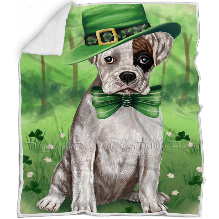St. Patricks Day Irish Portrait Boxer Dog Blanket BLNKT142330
