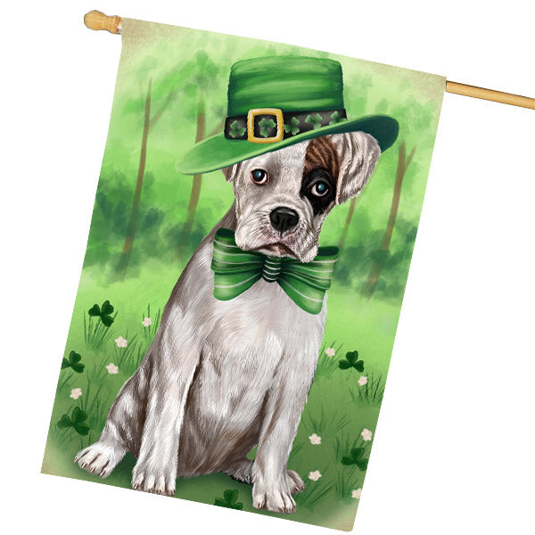 St. Patrick's Day Boxer Dog House Flag Outdoor Decorative Double Sided Pet Portrait Weather Resistant Premium Quality Animal Printed Home Decorative Flags 100% Polyester FLG69717