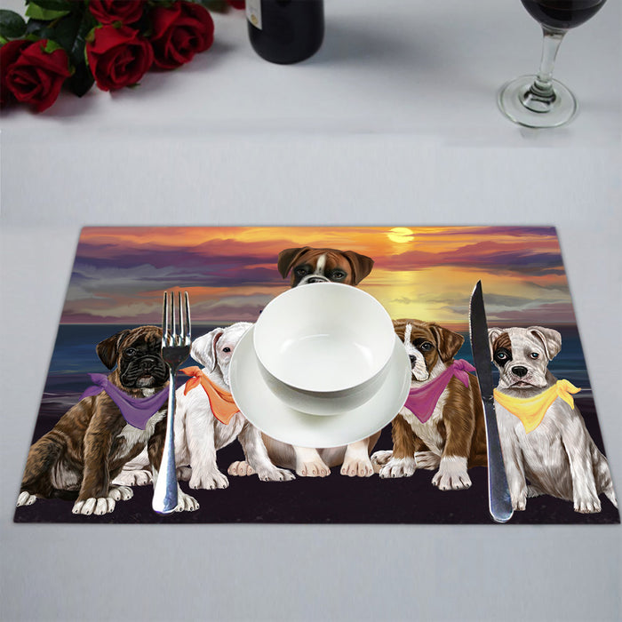 Family Sunset Portrait Boxer Dogs Placemat