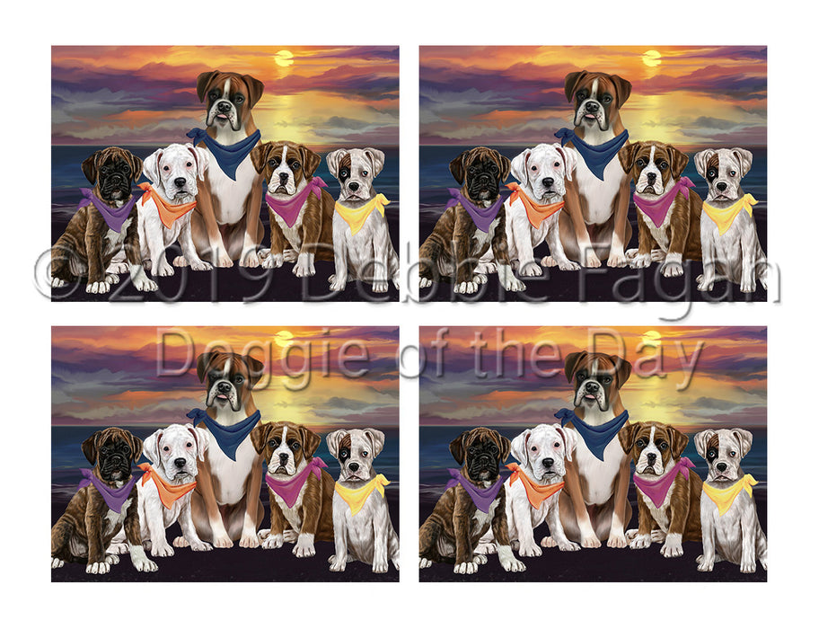 Family Sunset Portrait Boxer Dogs Placemat