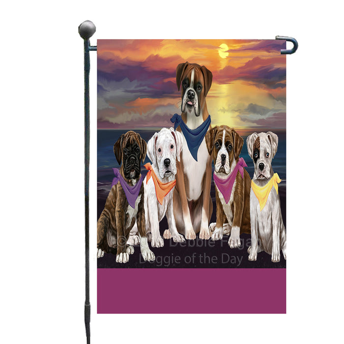 Personalized Family Sunset Portrait Boxer Dogs Custom Garden Flags GFLG-DOTD-A60583